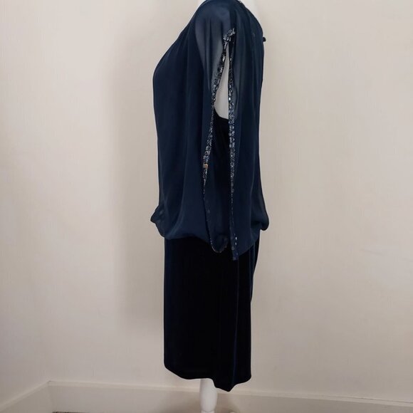 Cache Size 12 Velvet Navy Blue Mini Dress - Picture 7 of 10